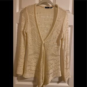 Stera ivory open knit cardigan.